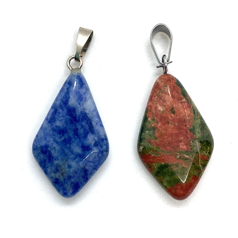 

Natural Stone Faceted Diamond Diamond Pendant Ladies Couple DIY Handmade Necklace Pendant Earrings Accessories Wholesale