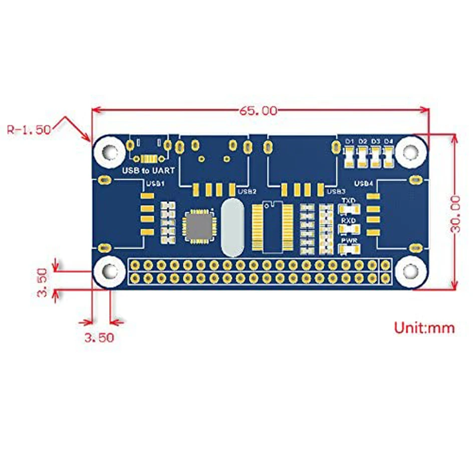 4 порта usb-хаб для Raspberry Pi 3 / 2 Zero W Плата расширения USB к UART последовательной отладки