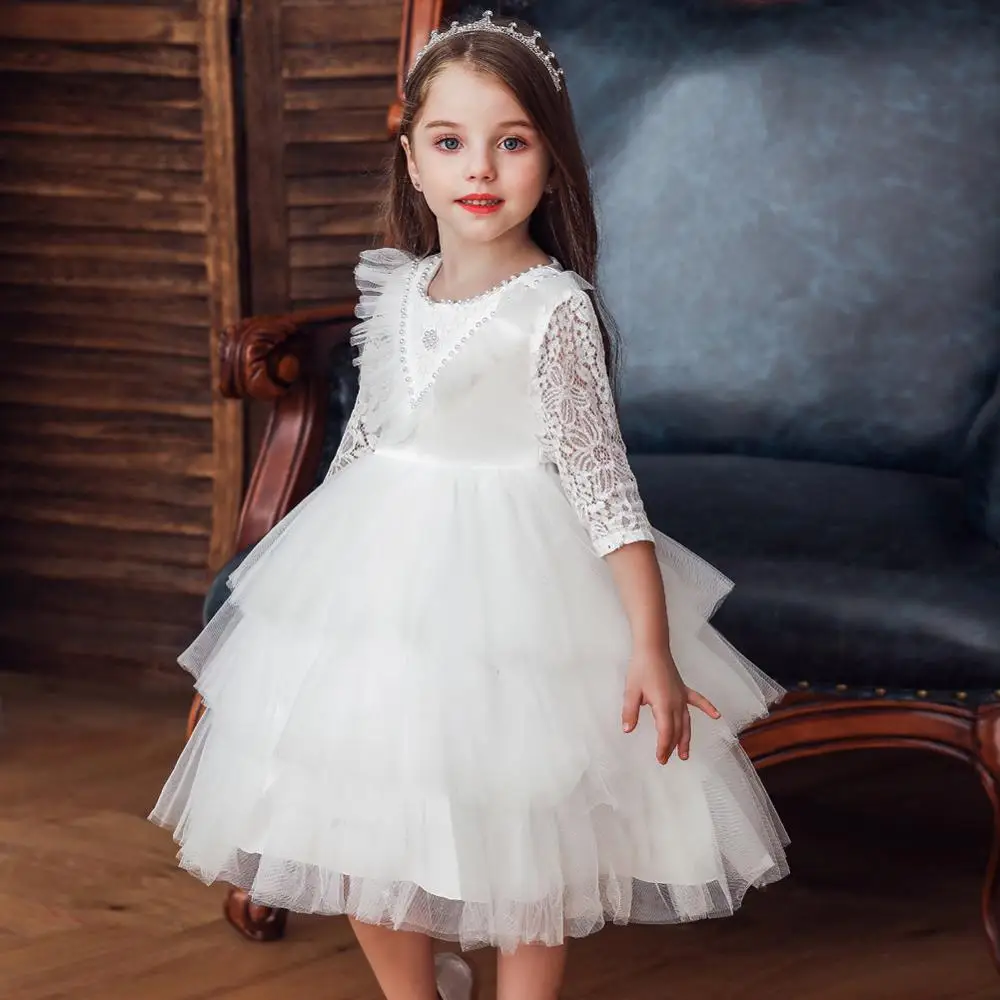 CAILENI/детское многослойное бальное платье с длинными рукавами фиолетовое