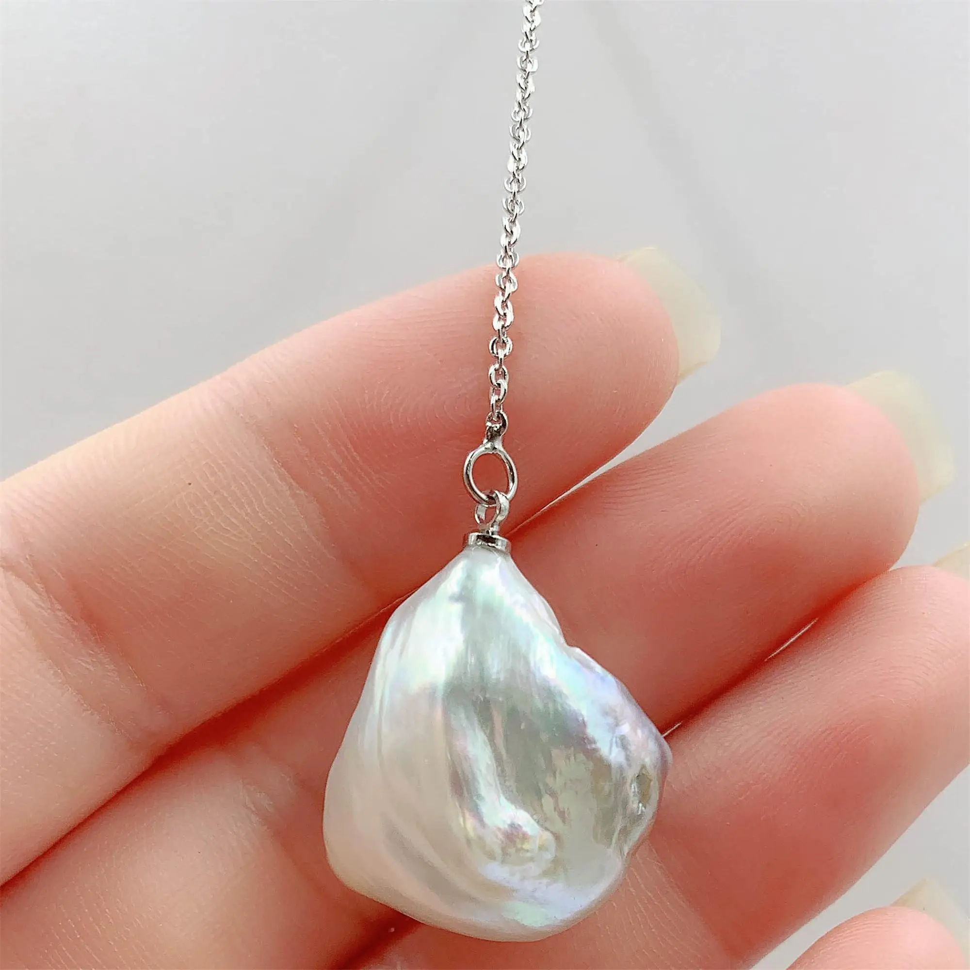20x21mm White Baroque Pearl Pendant Necklace 18 inches Gift Jewelry Wedding Real Chain | Украшения и аксессуары