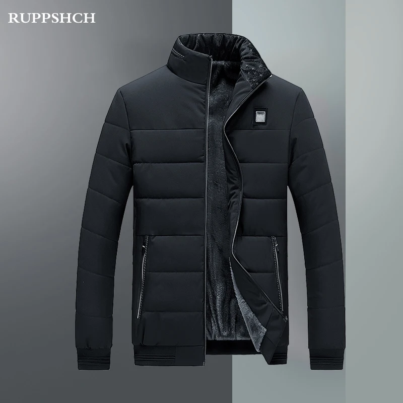 

2021 Autumn Winter New Men Fleece Parkas Coat Men Stand-up Collar Warm Middle-aged Elderly High Quality Parkas coat Men Jacket