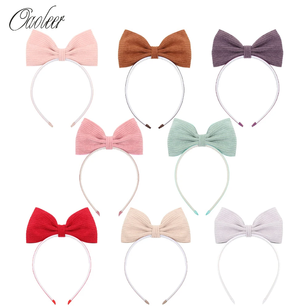 8 шт./лот вельветовые повязки на голову для девушек однотонные бантики волос