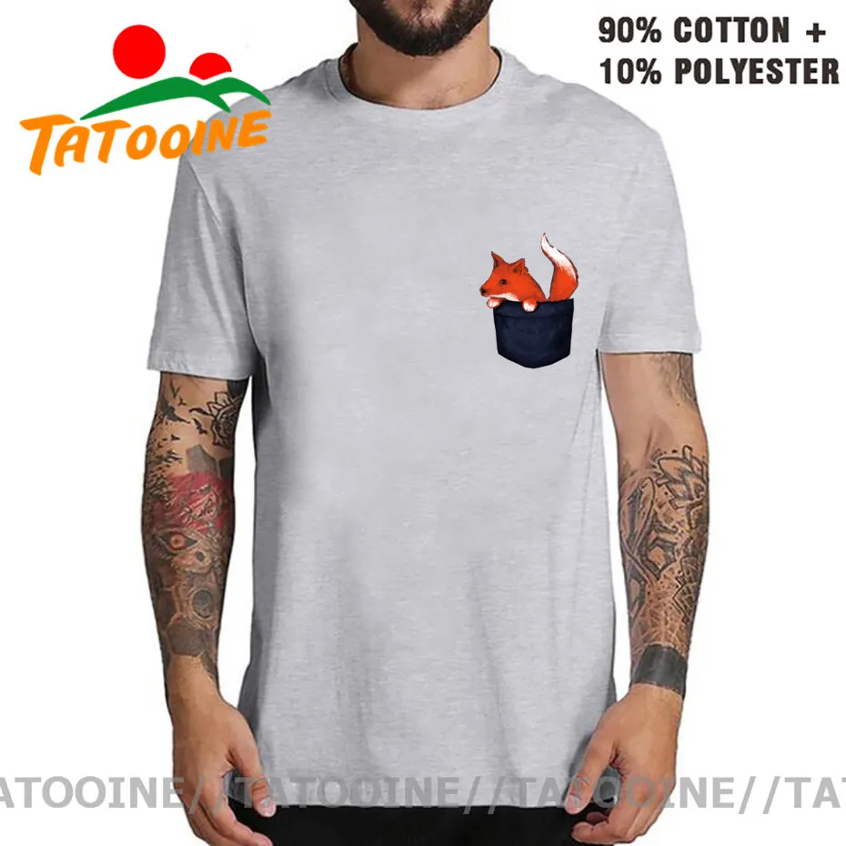 Лиса в кармане Футболки Уличная маленькая карманная с рисунком лисы Изящная