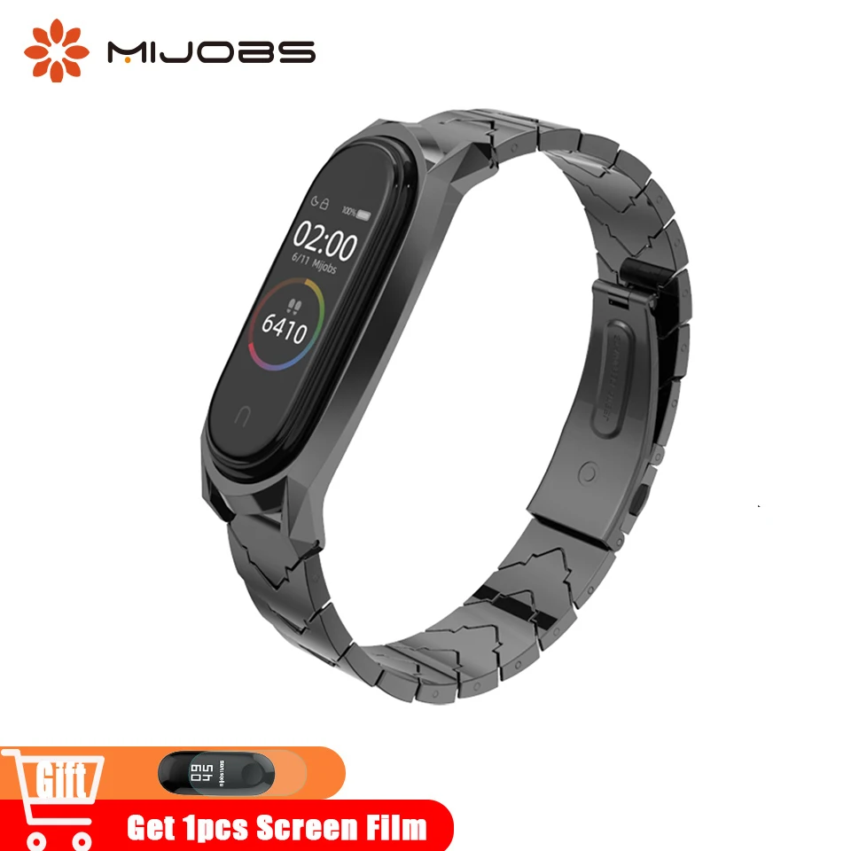 Mi jobs mi Band 4 3 V-образный металлический ремешок браслет для Xiaomi mi Band 4 3 наручный ремешок из нержавеющей стали браслеты mi band 3 4 ремешок