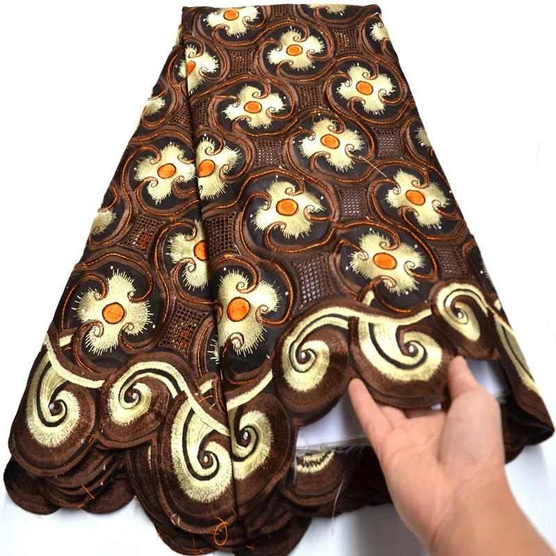 

2020 Высококачественная большая вышитая африканская швейцарская вуаль кружева для свадебной ткани-N8820