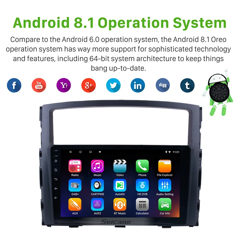 Seicane Android 9 0 дюймов 2Din автомобильное радио для Mitsubishi PAJERO V97/V93 2006 2007 2008 2009 2010 2011 2012 2013