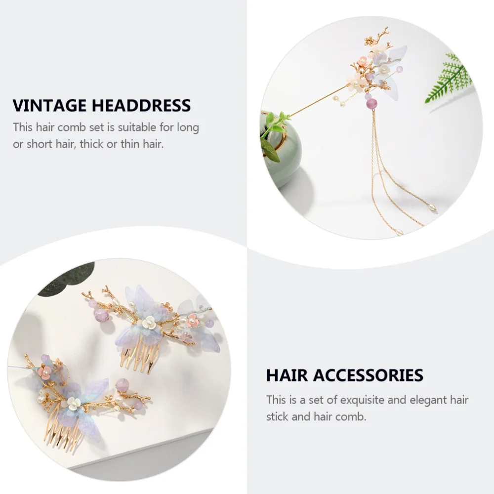 

1 set of Wedding Hair Comb Headdress Hair Accessories Retro Style Hairpins