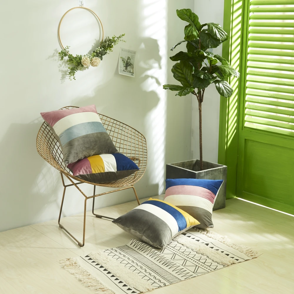 

Бархатная наволочка для диванной подушки в стиле пэчворк, 45x45 см, очень мягкие декоративные наволочки для дома, отеля, сиденья, офиса, постел...