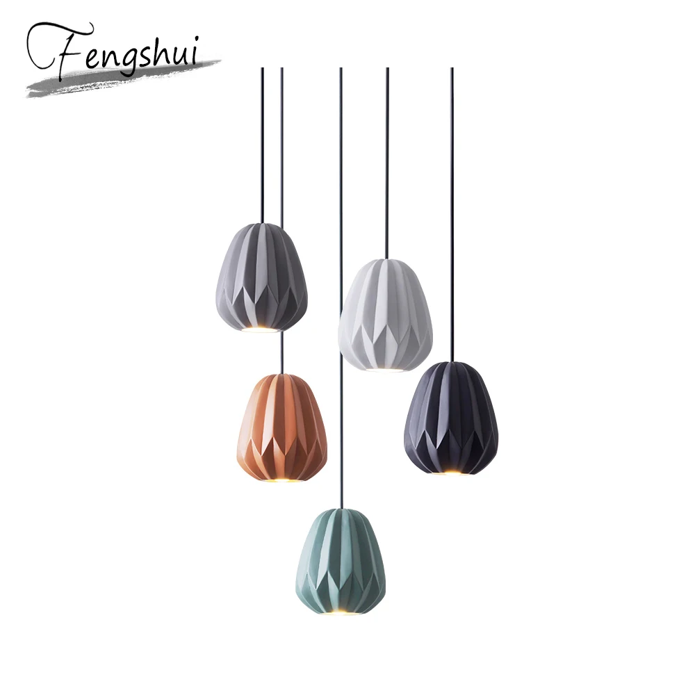 Скандинавский полимерный светодиодный подвесной светильник s папайя маленький