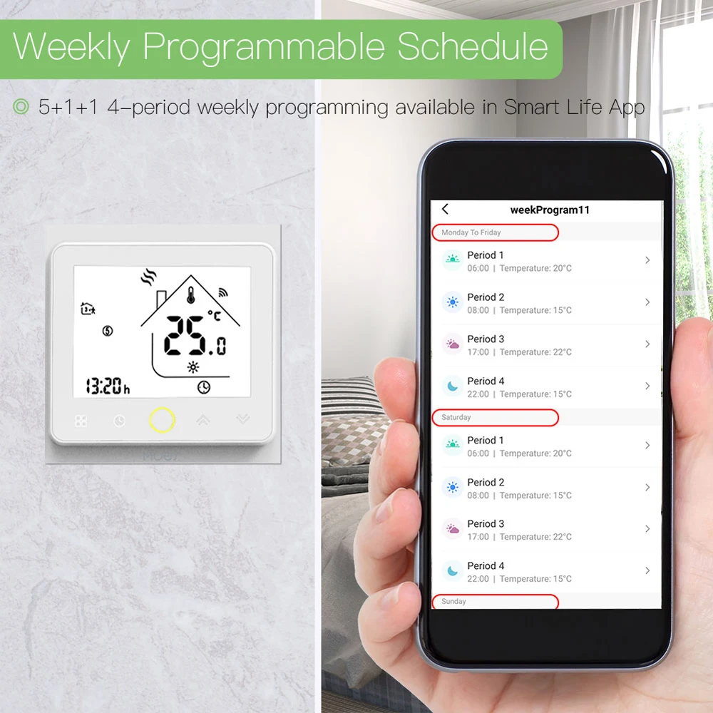 

Intelligent Thermostat Programmable Temperature Controller ZigBee Tuya APP Remote Control Compatible with Alexa Google