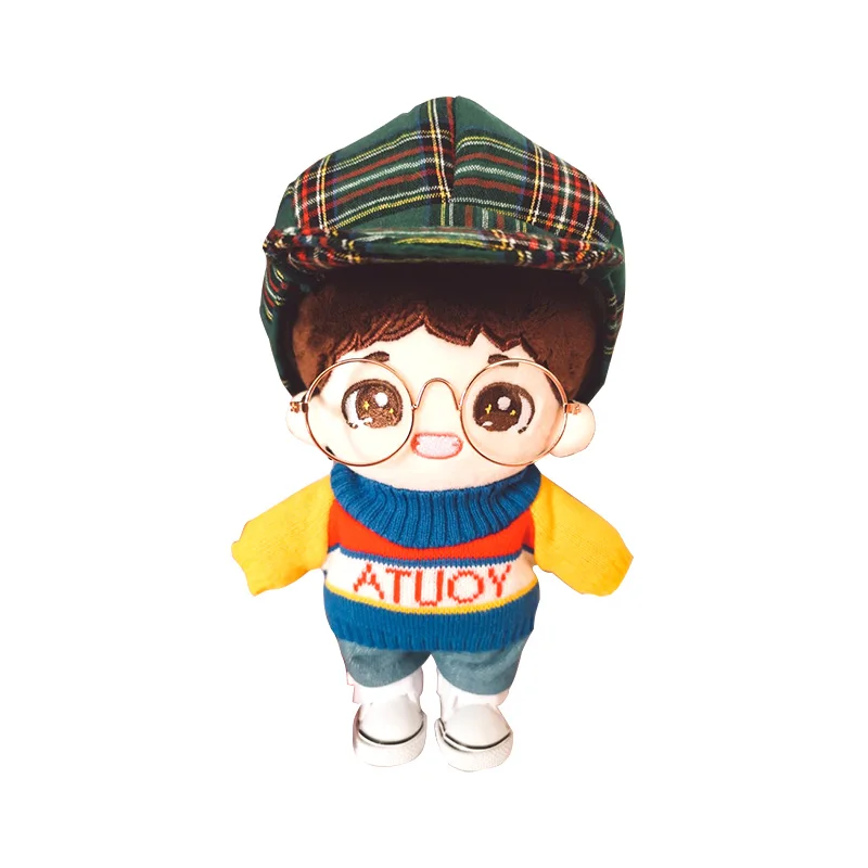 KPOP EXO плюшевая Одежда для кукол вязаный свитер шапка в клетку 15 см 20 аксессуары