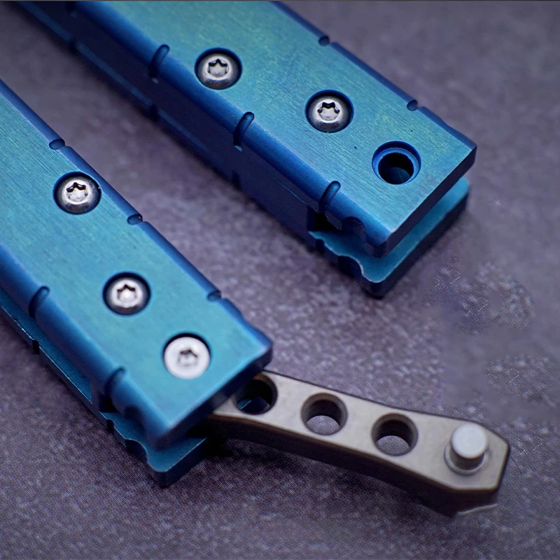 Тренировочный нож-бабочка HOM Basilisk Balisong лезвие D2 титановые булавки Hanldes Tang