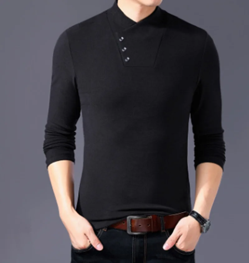 

Мужская футболка с длинным рукавом и полувысоким воротником