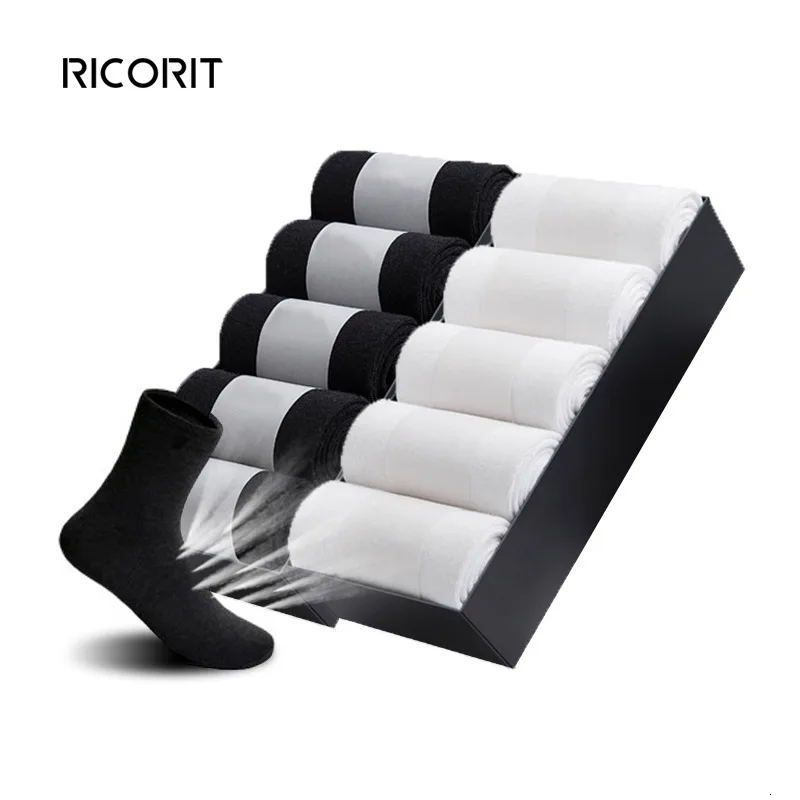 RICORIT 10 пар/лот хлопковые мужские зимние Носки новый стиль деловые дышащие 2019