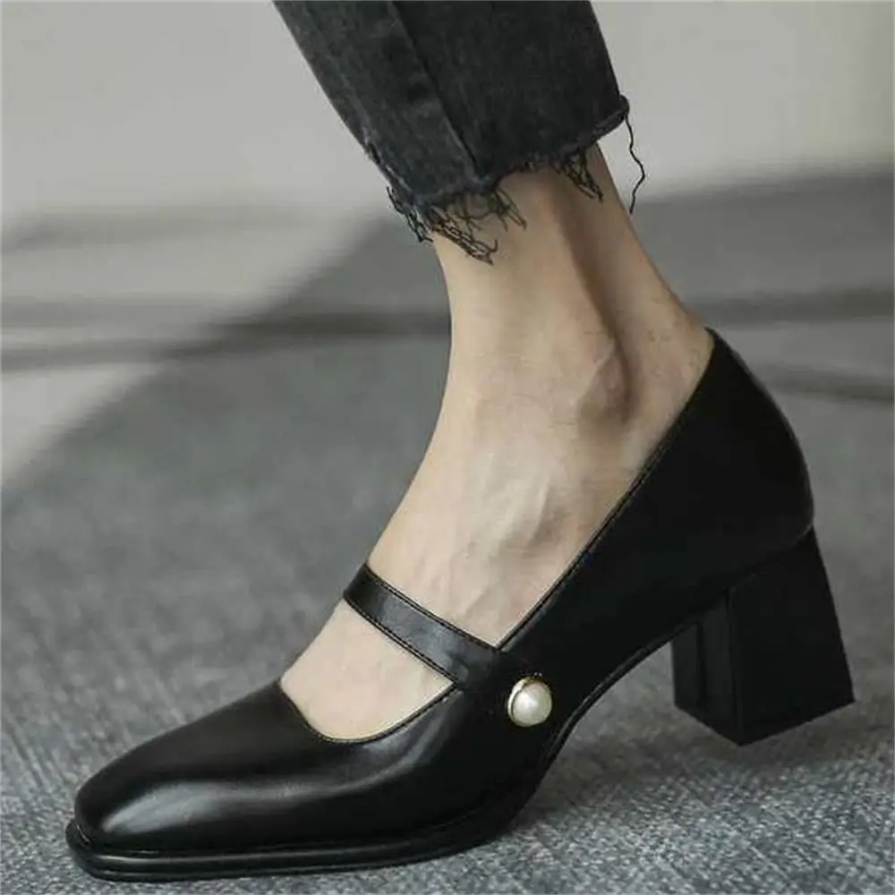 

Fashion Brand Women Shoes Buckle Strap Girls Mary Jane Shoes Female Ladies Chunky High Heels Design Square Toe Shoes Women Pumps