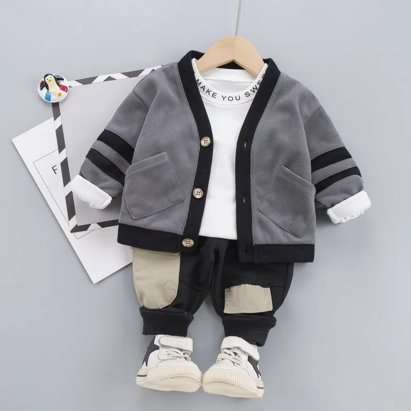 

Cardigan + T-shirt + Pants 3 Pieces/set Baby Boys Clothes for Children Casual Outfits Fall Kids Clothin gkids clothes boys