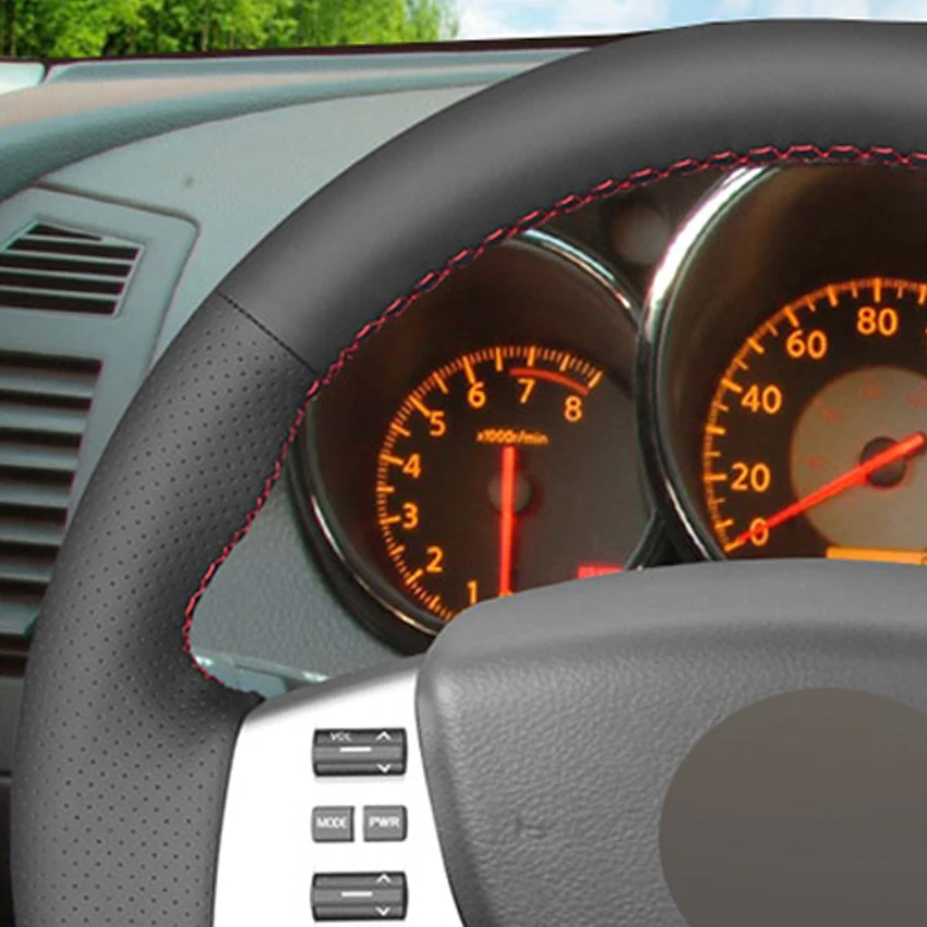 Черный ПУ Искусственная Кожа DIY Чехол рулевого колеса автомобиля для Nissan Quest 2004 2010