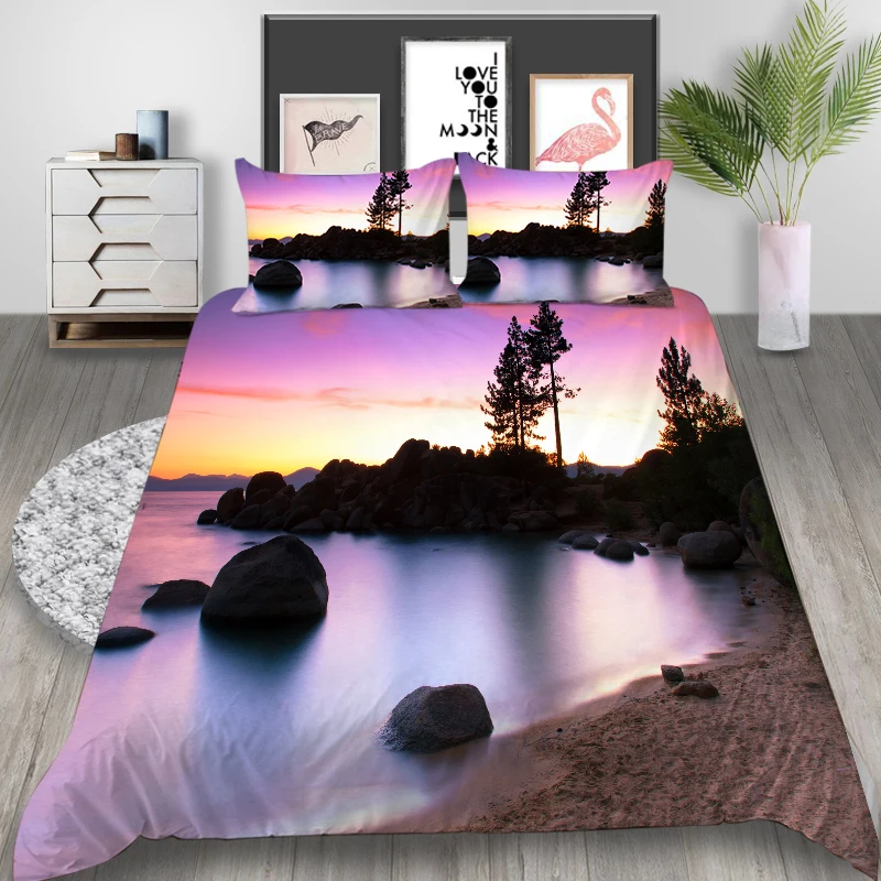 Комплект постельного белья с изображением морской свежести размер King Queen Twin