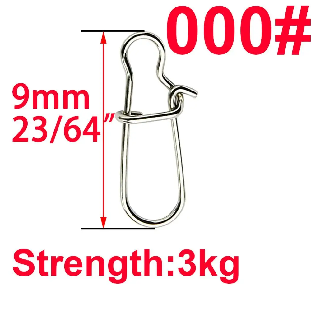 Size 000 Simpleyi 50 шт. рыболовный соединитель из нержавеющей стали с крючками, карабин, поворотный крючок, приманка, инструмент для ловли карпа, аксессуары, Товары для рыбалки - Цвет: Size 000