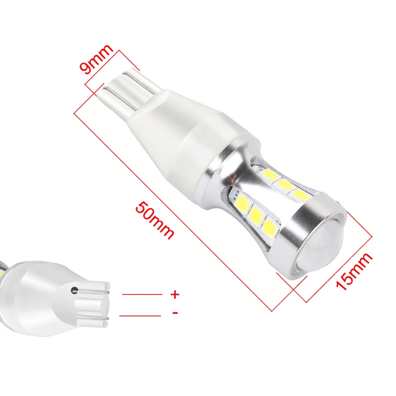 W16W T15 светодиодные лампы Canbus без ошибок 18SMD 3030 чипы с объективом светодиодный ные