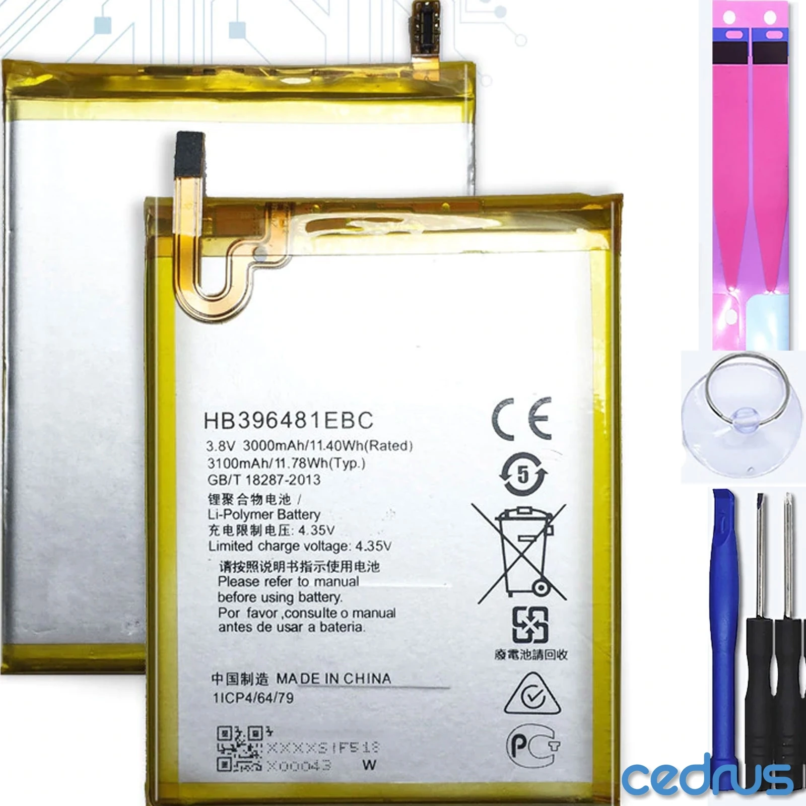 

Cedrus Battery for Huawei G7 Plus G8 G8X Honor 5A 5X Y6 Ii Mpn Original Hb396481Ebc