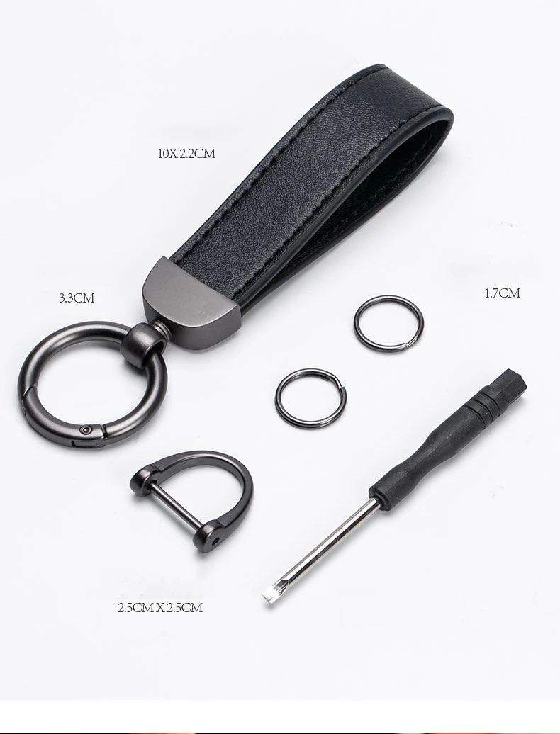 

Horse Shoe Buckle Leather Pendant Key Ring Personal CreativeGift Men's Keychain Car KeyRing Chain