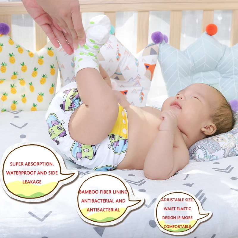 

Reusable Baby Diaper Washable Bamboo Charcoal Cloth Diaper Adjustable Nappy Fit 3-36months 3-15kg Baby