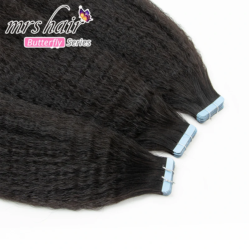 MRSHAIR кудрявые прямые волосы для наращивания на ленте черный Для женщин 100%