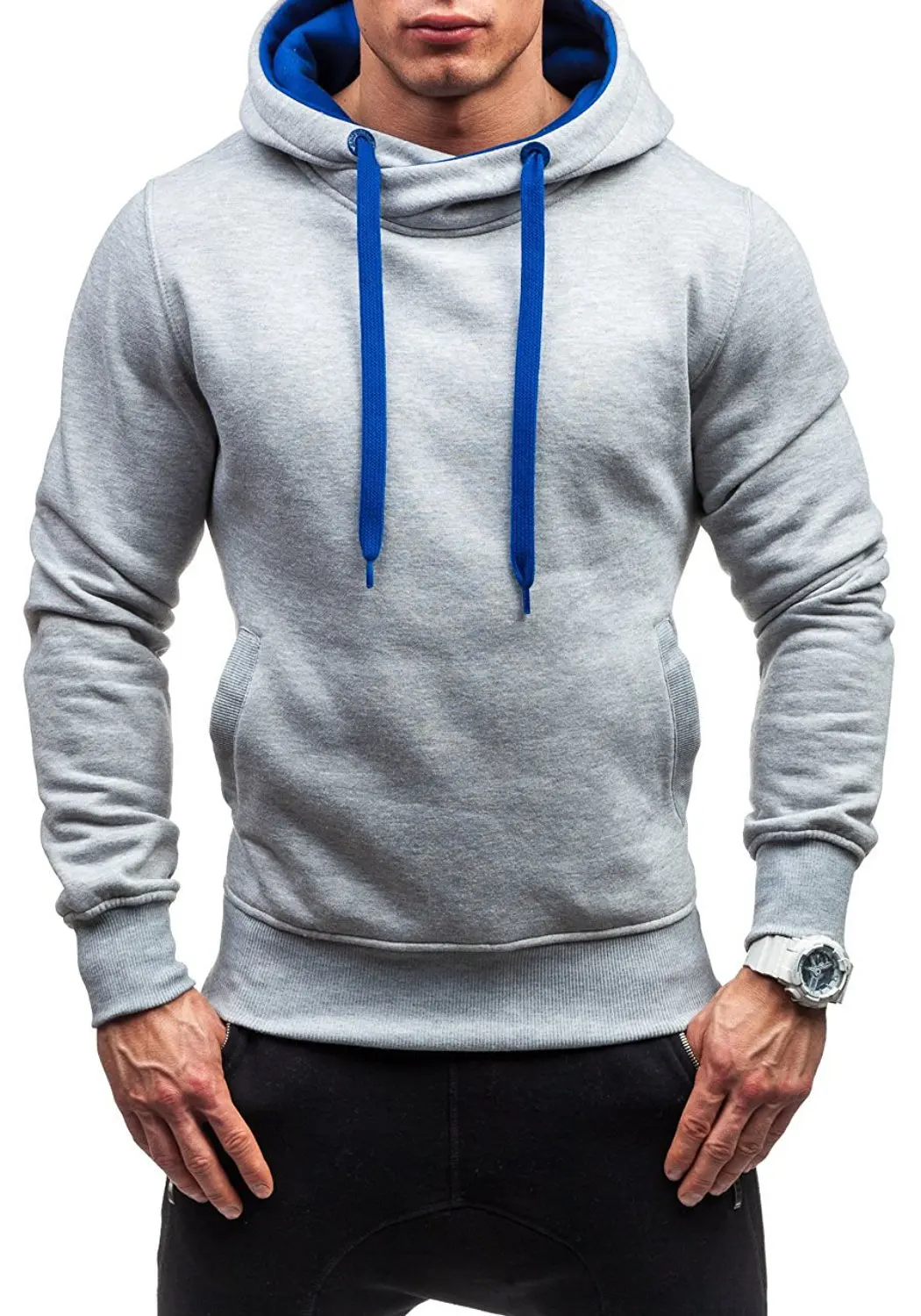 

Men's autumn arrivals large size contrast sweater pullover hooded European and American men's sweater