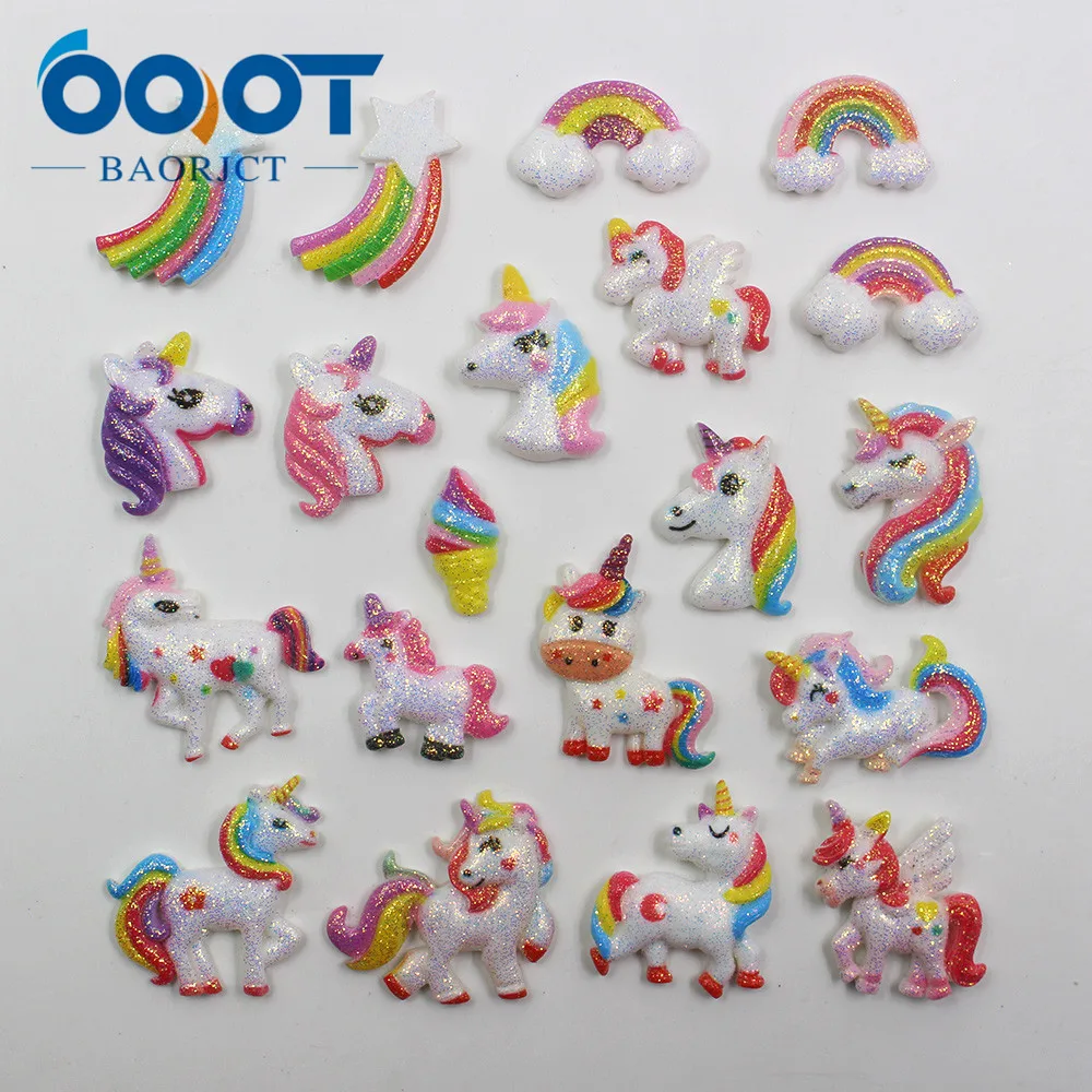 OOOT BAORJCT 20312-19 10 шт. 25 мм * 23 разнообразные Мультяшные единороги радужные лошади