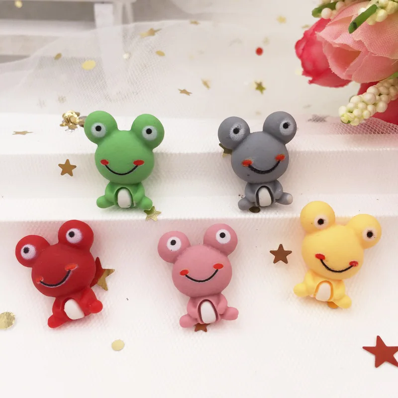 Ручная роспись микс кавайная Красочная 3D лягушка с плоским основанием