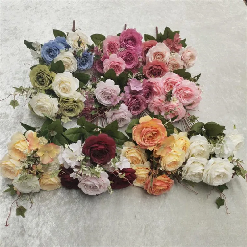 

One Silk Rose & Hydrangea Bouquet Flower 11 stems Simulation Autumn Roses for Wedding Home Decorative Artificial Flowers