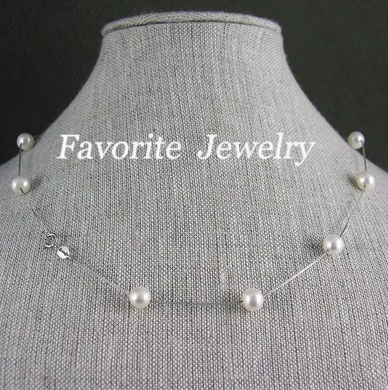 

Favorite Pearl Necklace 7-8mm White Color Freshwater Pearl Tin Cup Necklace 16'' 18 inches Fine Jewelry Charming Women Girl Gift
