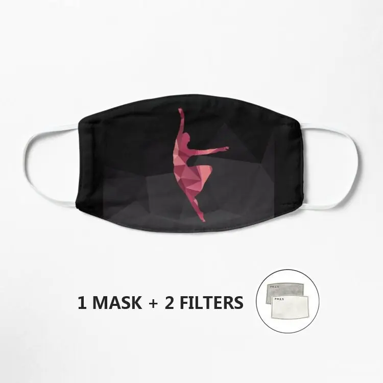 

Polygonal Dancing Ballerina in Wine Hues Mask Washable Reusable Cover Face Mask Multiple Mouth Mascarilla
