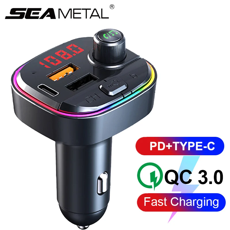FM передатчик Bluetooth 5 0 радио QC3.0 двойное зарядное устройство USB для автомобиля PD + Type