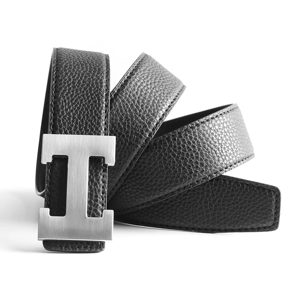 

Top Luxury Designer Brand Buckle Belt Men High Quality Women Genuine Real Leather Dress Strap for Jeans Waistband Grey