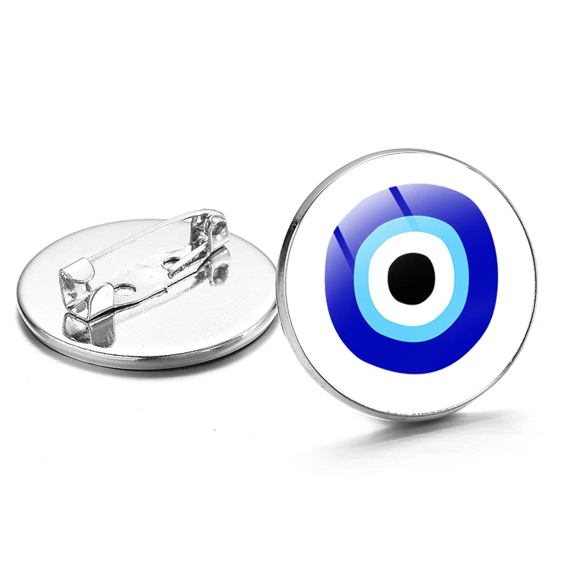Винтажная брошь с изображением турецкого сглаза стеклянная круглая роскошная