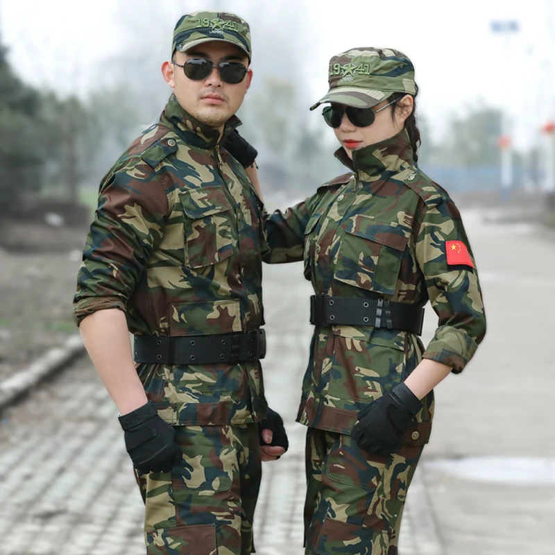 Зеленая камуфляжная военная форма хлопковая боевая одежда для мужчин и женщин