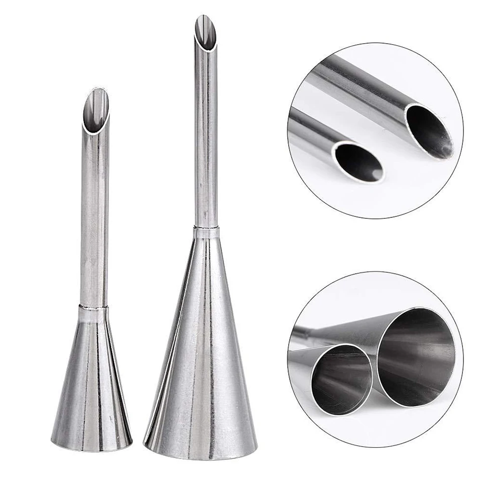 4 Pcs Stainless Steel Pointed Eclair Puff Nozzle Cupcake Filling Tubes Cake Cream Confectionery Icing Piping Tip Kit Sets | Дом и сад