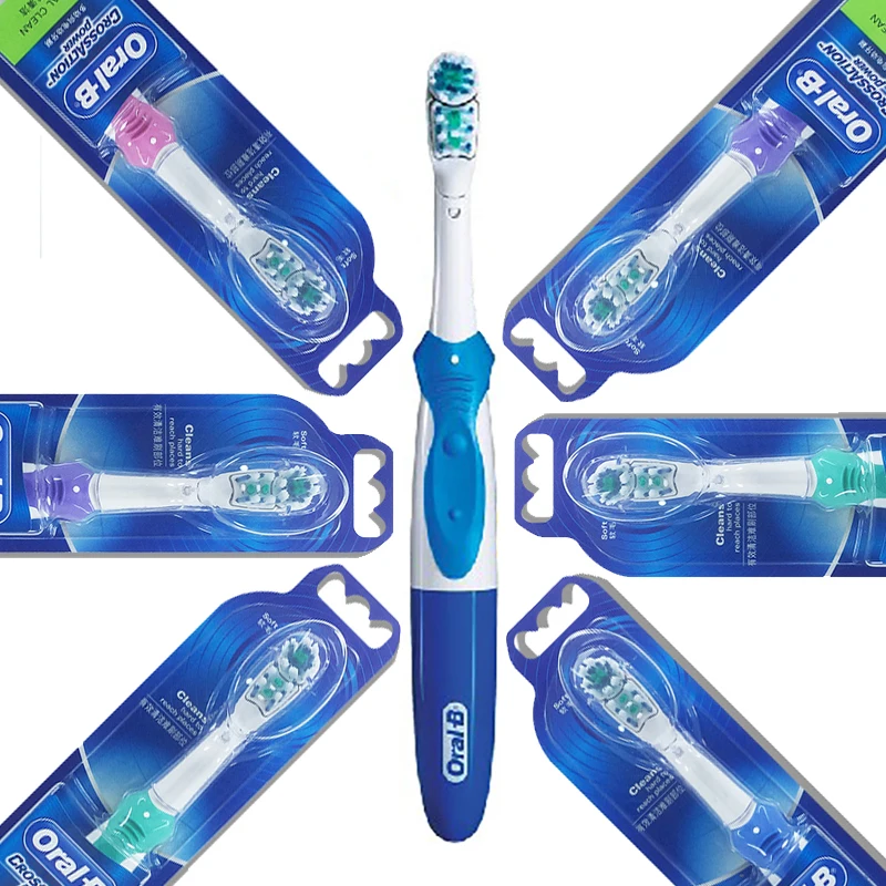 Oral B-cepillo de dientes elÃ©ctrico de acciÃ³n cruzada, rotaciÃ³n Dual, limpieza 3D, cerdas suaves, reemplazados, con baterÃ­a