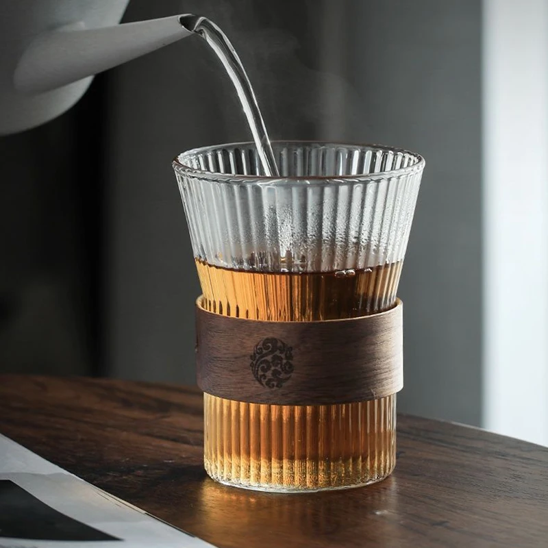 Креативная прозрачная стеклянная кофейная чашка 330 мл с изоляционным покрытием