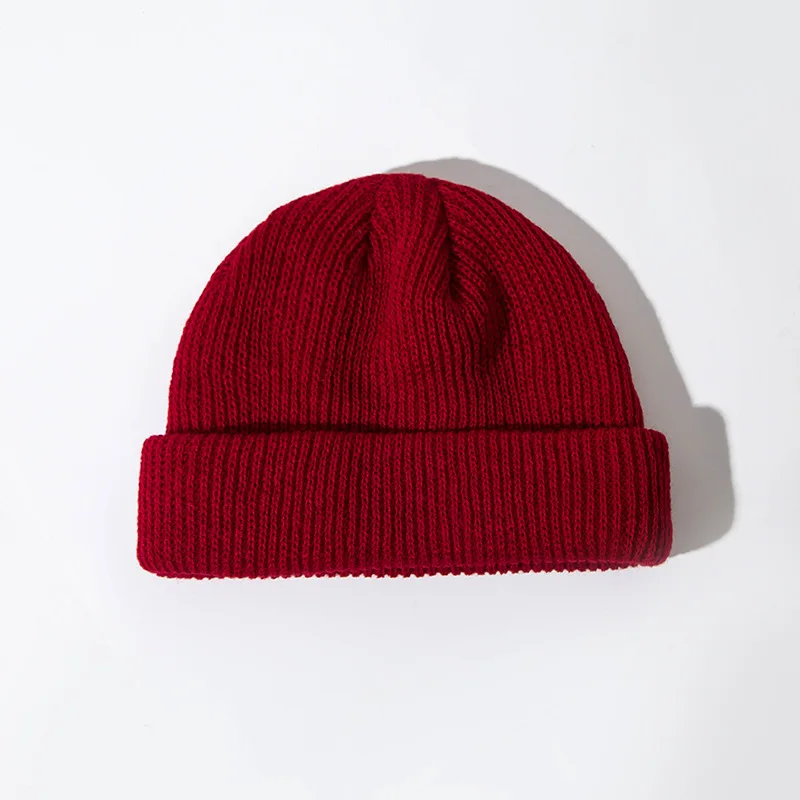 Модная ретро ребристая вязаная с манжетами короткая Кепка дыней одноцветная