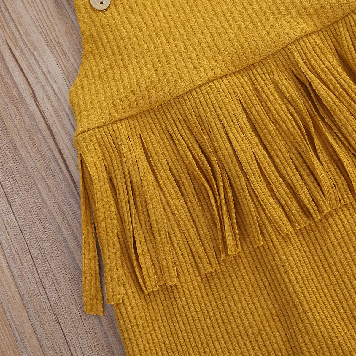 

Baby Sling Jumpsuit Newborn Fashion Summer Tassel Ribbed Sling Sleeveless Cotton Romper Solid Color
