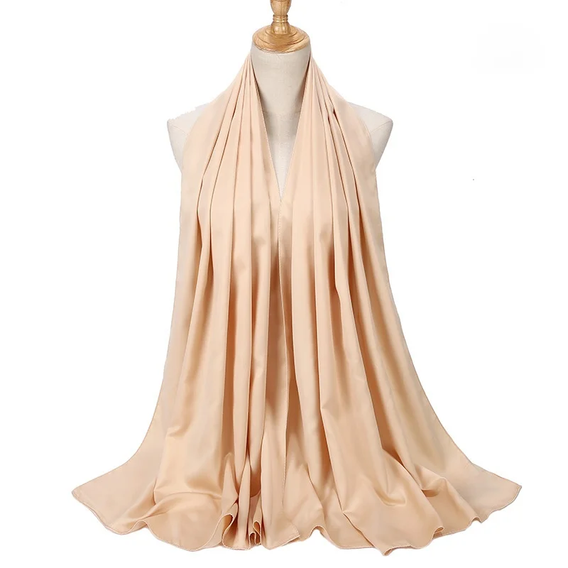 

2021 New Muslim Women Hijab Scarf Soft Solid Color Silk Head Scarves Shawls And Wraps femme Headscarf Ladies Hijab Stoles