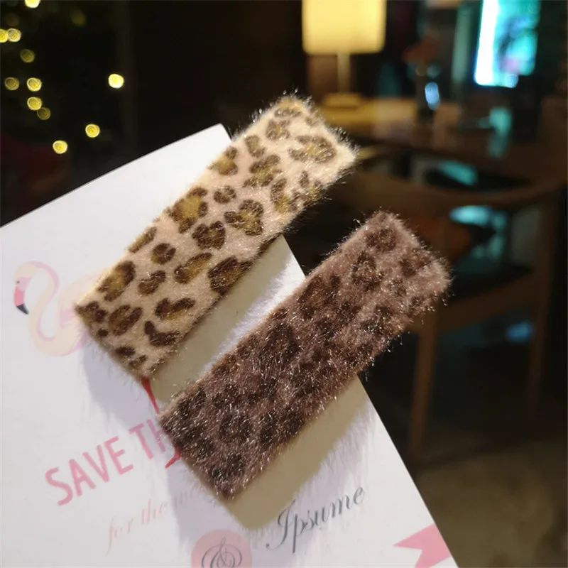Корейский искусственный мех леопардовая расцветка заколка для волос элегантная