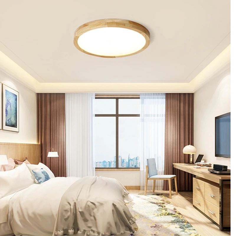 Luces de techo de madera para sala de estar, lámparas de techo LED nórdico moderno de punto a mano de 5cm de alto, ultrafinas, para dormitorio, comedor y vestíbulo