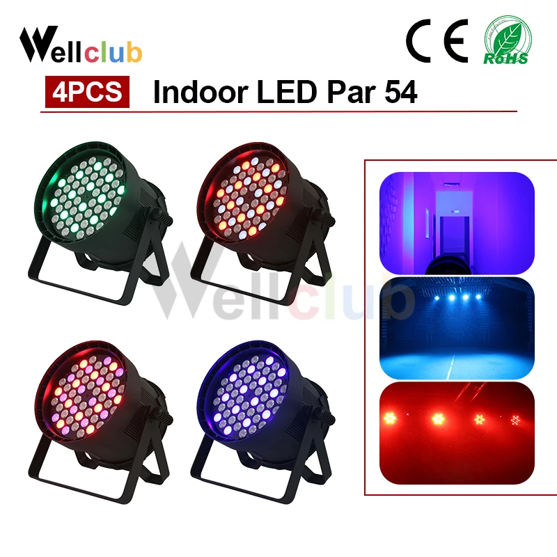4 шт. 54x5 Вт RGBW CREE Led Крытый Par Светильник DMX COB сценический светильник для Dj свадьбы