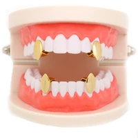 lureen punk 4 pcsset gold vampire fangs grillz for women men hip hop party grills mouth teeth cap tooth jewelry for rapper