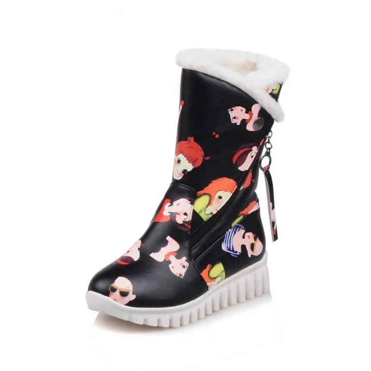 Женские ботинки с принтом ботильоны больших размеров 9 10 11-15 бахромой и молнией