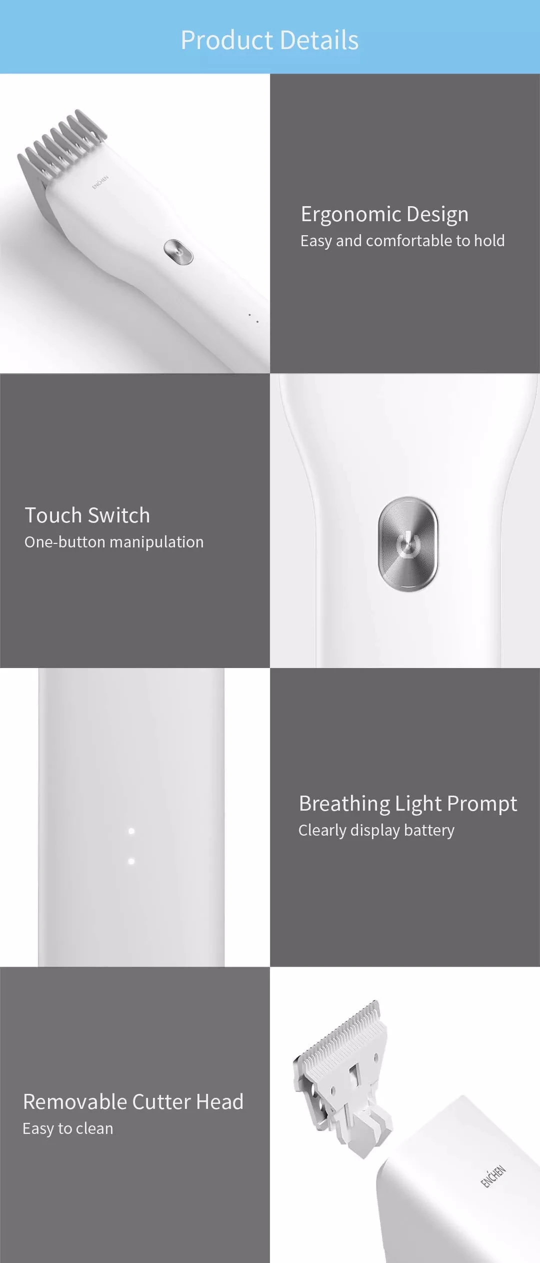 Xiaomi Mi Enchen Boost USB электрическая машинка для стрижки волос двухскоростная керамическая машинка для стрижки волос быстрая зарядка триммер для волос детская машинка для стрижки волос
